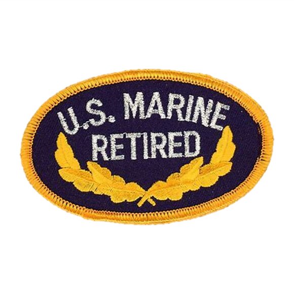U.S. Marine Retired Embroidered Oval Patch 3-3/8" x 2" 💸 - Picture 1 of 3